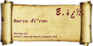 Berze Áron névjegykártya